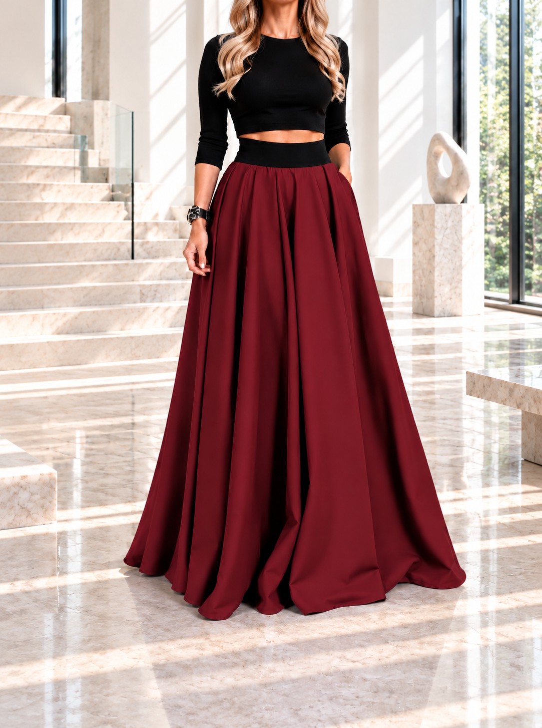 Dlouhá sukně - maxi sukně - BOROS_SK_L_RED 06